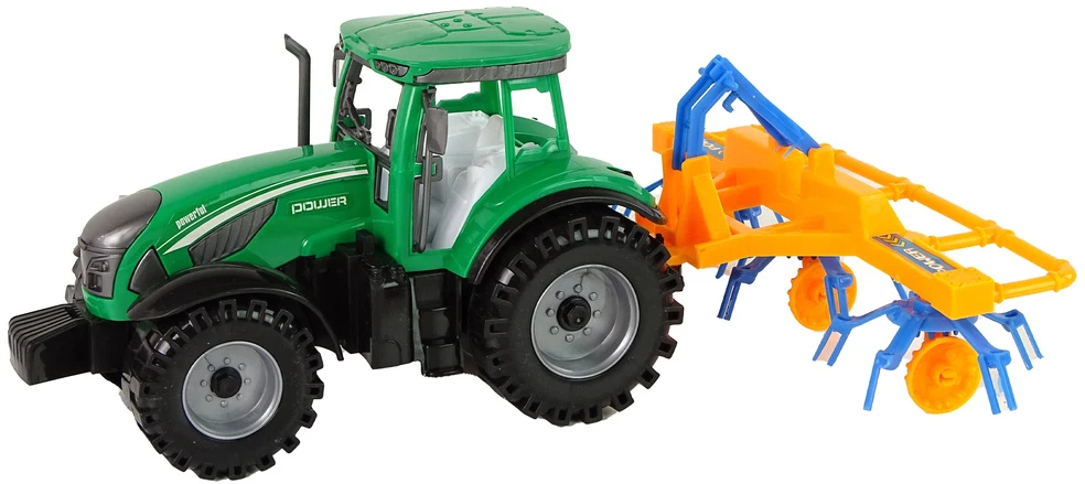 Traktorius su grėbliu Lean Toys, žalias