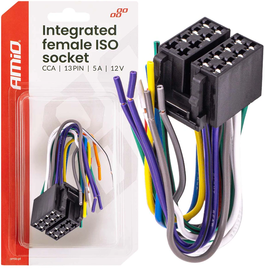 Integruota ISO CCA 13 PIN moteriška jungtis, 5A, 12V, AMIO-04441
