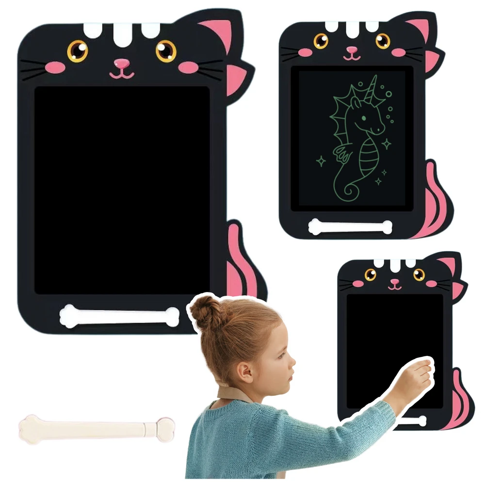 Lean Toys Piešimo planšetė juodos katės formos Znikopis – LCD
