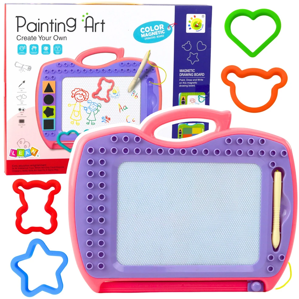 Lean Toys Magnetinė lenta su spaudais ir trafaretais, 33x26.5x3 cm
