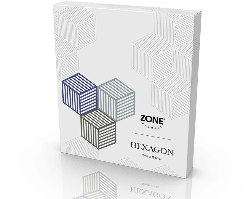 Zone Zona Danija – šešiakampės trietės – 3 vnt. – Indigo, Rūko, alyvuogių taupe
