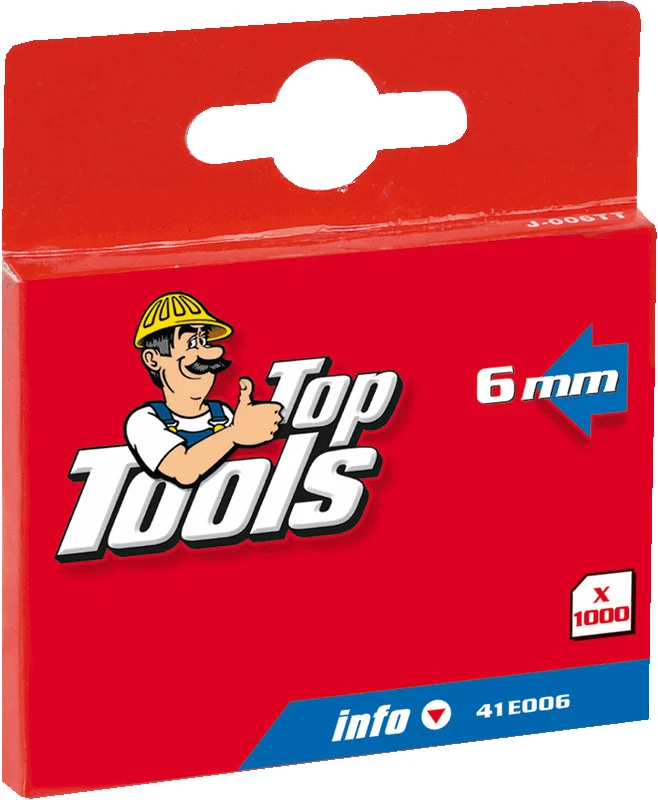 Top Tools Zszywki J tipo sąsagos, 6 mm, 1000 vnt.