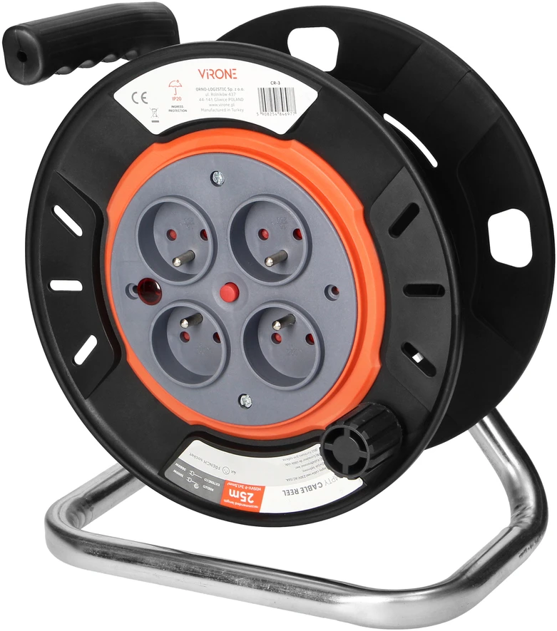 Orno Zwijak Kabelio ritė IP20 4x2P+Z 16A 230V, H05RR-F 3x1.5mm2, 25m