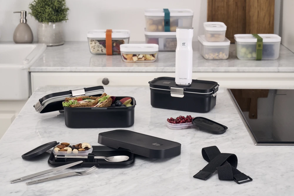 ZWILLING Fresh & Save vakuuminės pietų dėžutės, juodos matinės spalvos, 2 vnt.