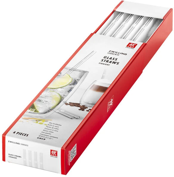 Zwilling - „Sorrento“ tiesūs stikliniai šiaudeliai – 4 vnt. rinkinys