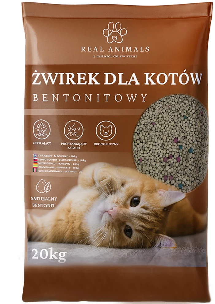 Żwirek Natūralus bentonito kačių kraikas, 20 kg, gumuluojantis, be dulkių, itin gerai sugeriantis