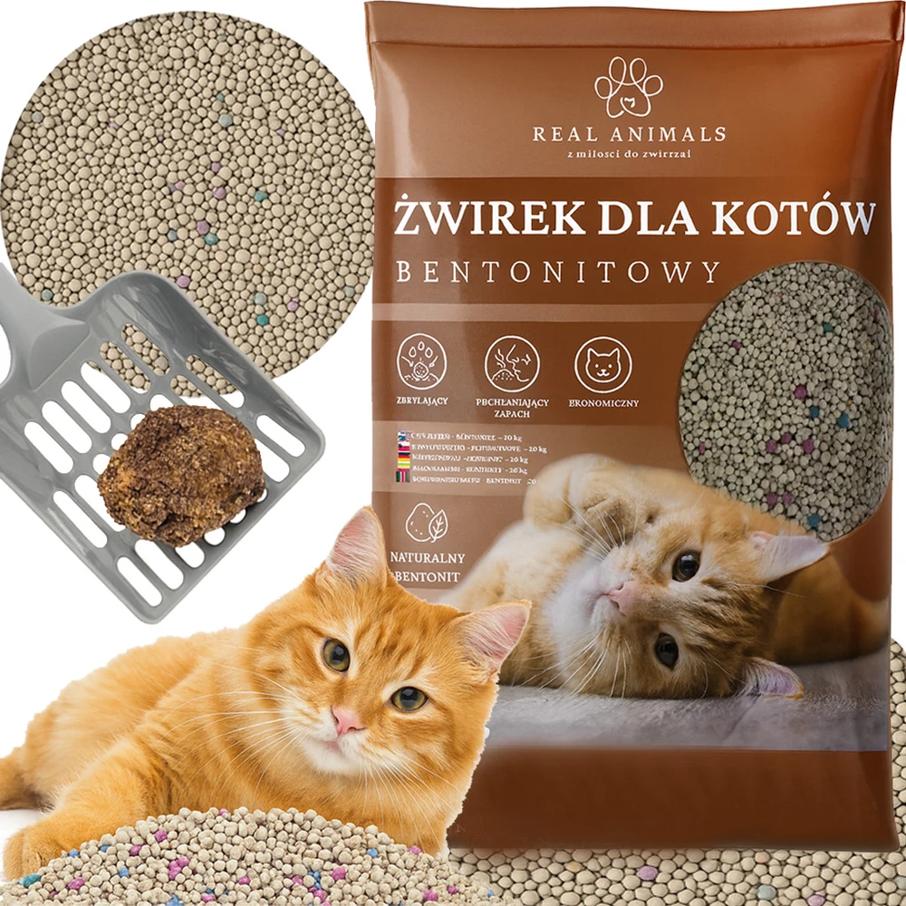 Żwirek Natūralus bentonito kačių kraikas, 20 kg, gumuluojantis, be dulkių, itin gerai sugeriantis