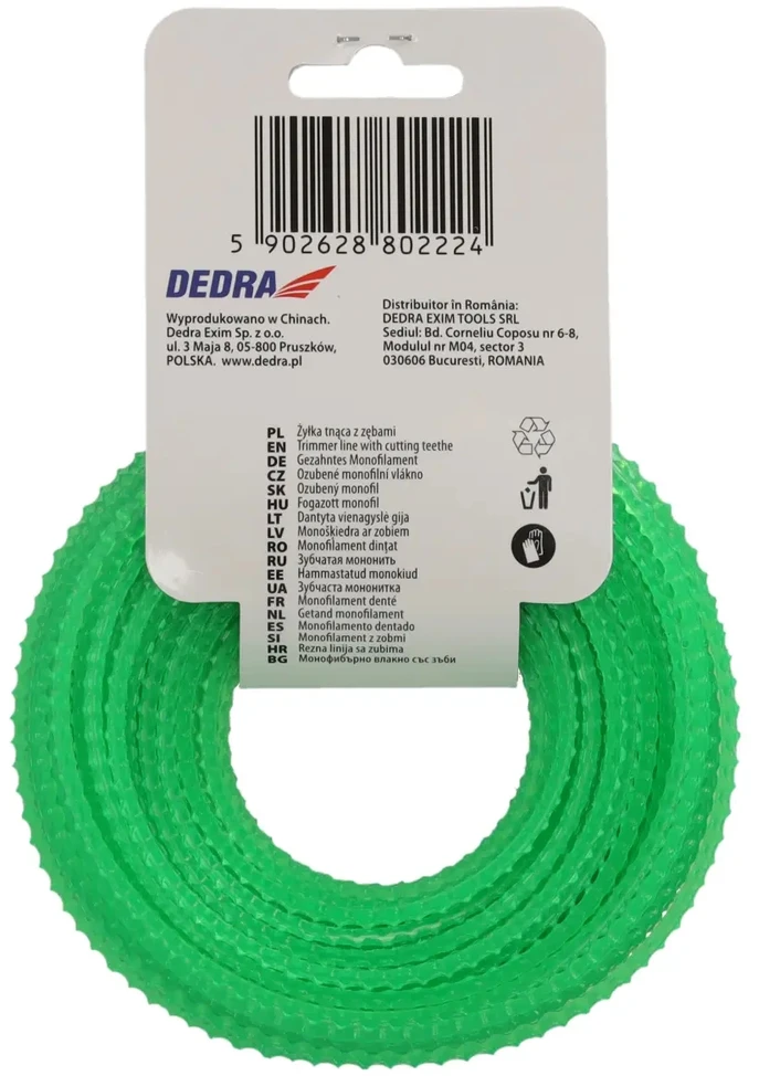 Dedra Valas Pjovimo linija su dantukais 3,0 mm x 15 m, 4 pjovimo briaunos