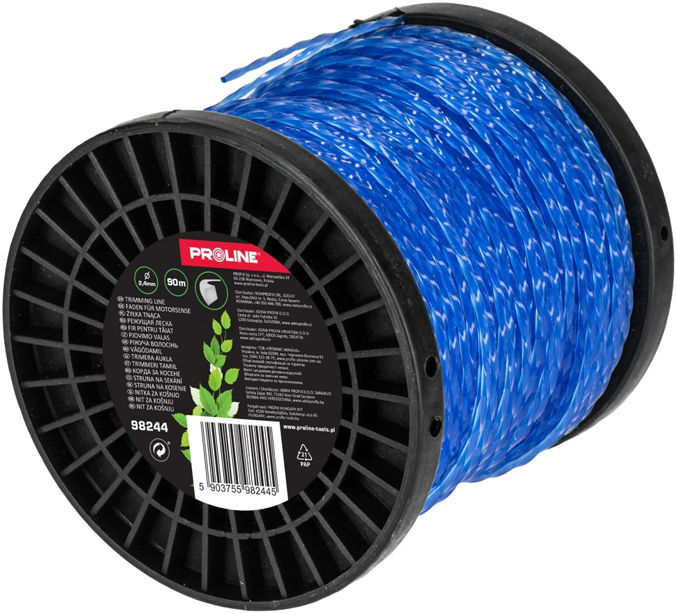 Żyłka Valas Susukta kvadratinė pjovimo linija 2,4 mm x 90 m (ritė), prolinas