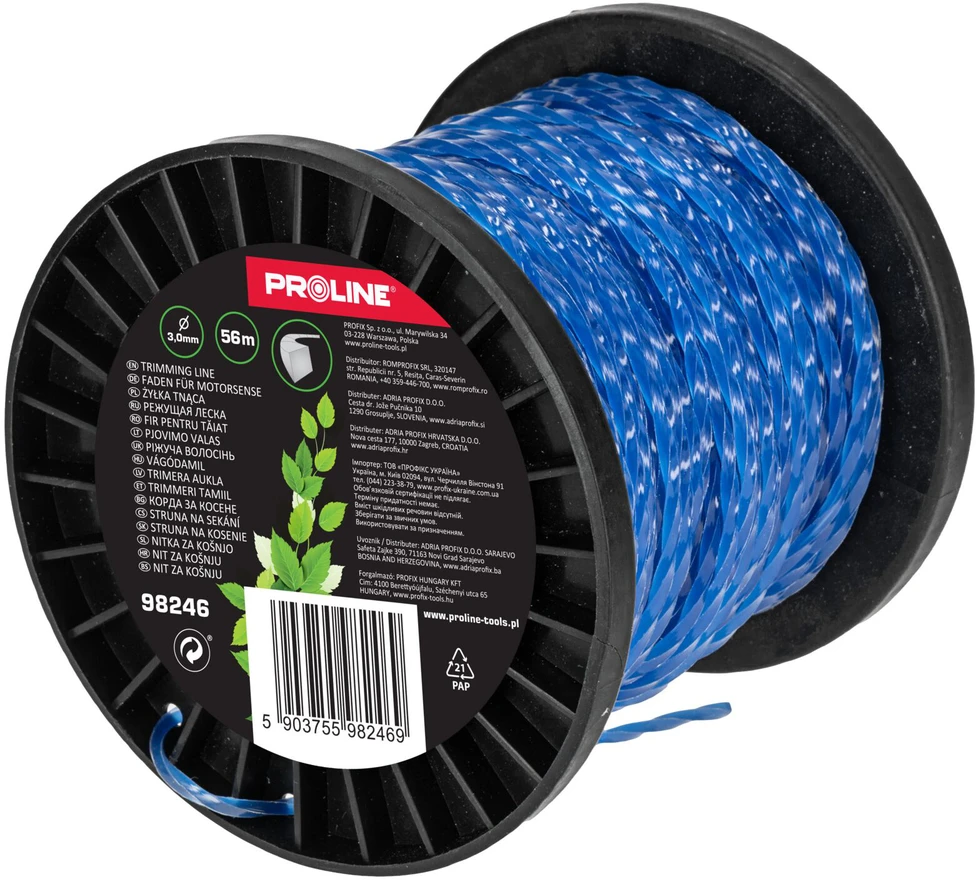 Żyłka Valas Susukta kvadratinė pjovimo linija 3,0 mm x 56 m (ritė), prolinas