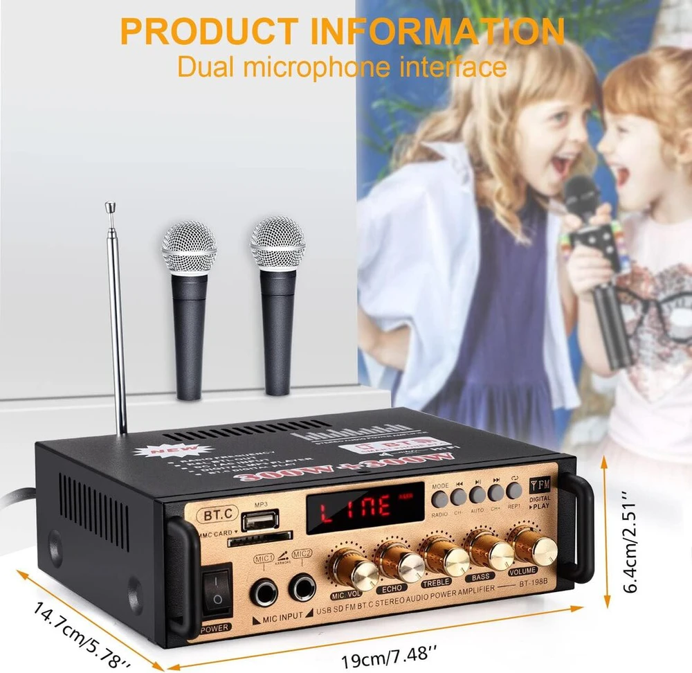 2 kanalų stereo stiprintuvas