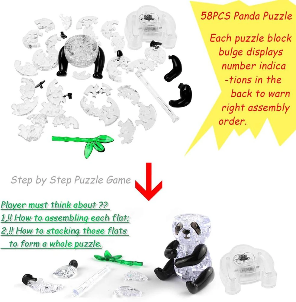 3D galvosūkis Panda Crystal Blocks