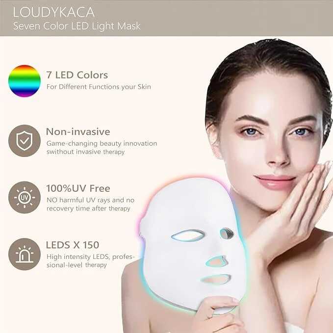 7 spalvų LED šviečianti veido kaukė