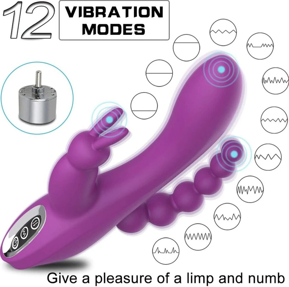 Analinis ir makšties triušio vibratorius, violetinis