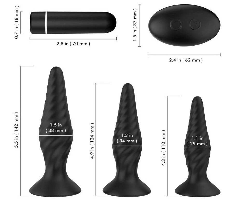 Analinių kištukų rinkinys + vibratorius ir nuotolinio valdymo pultas
