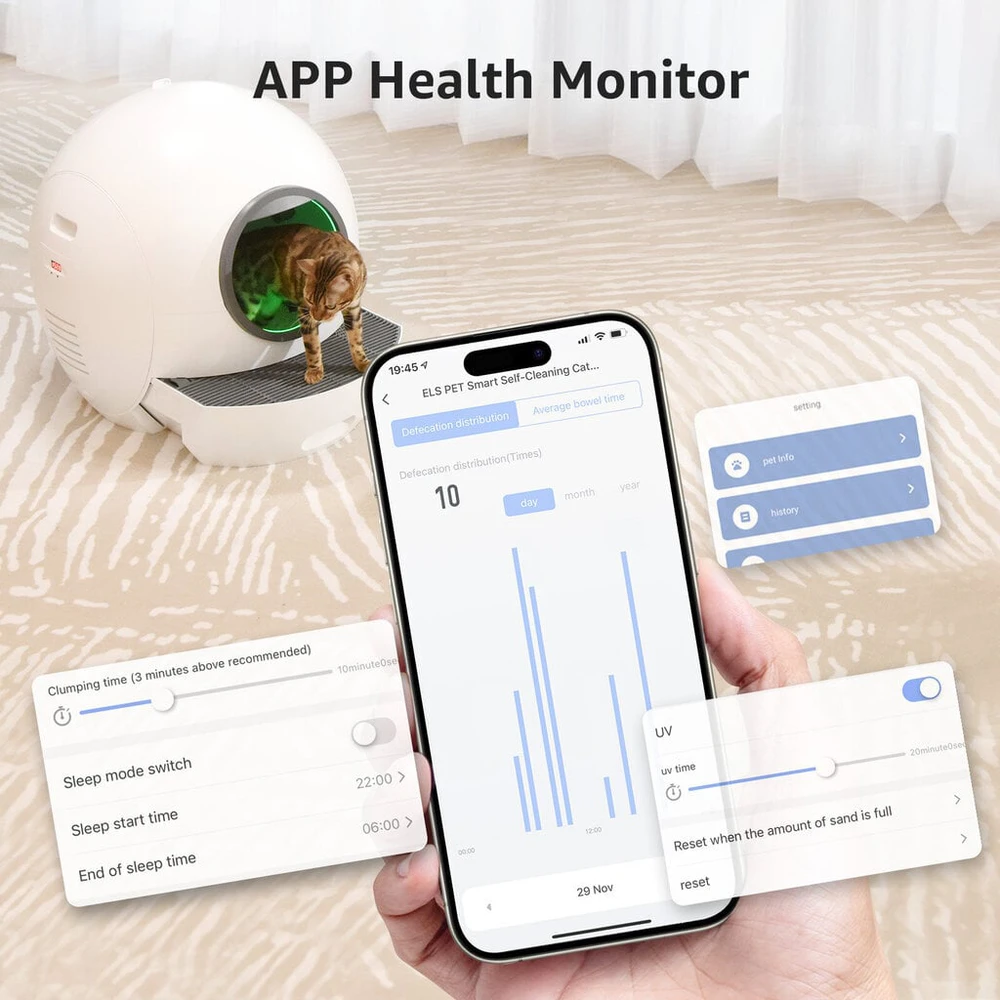 Automatinė kačių kraiko dėžė su APP valdymu