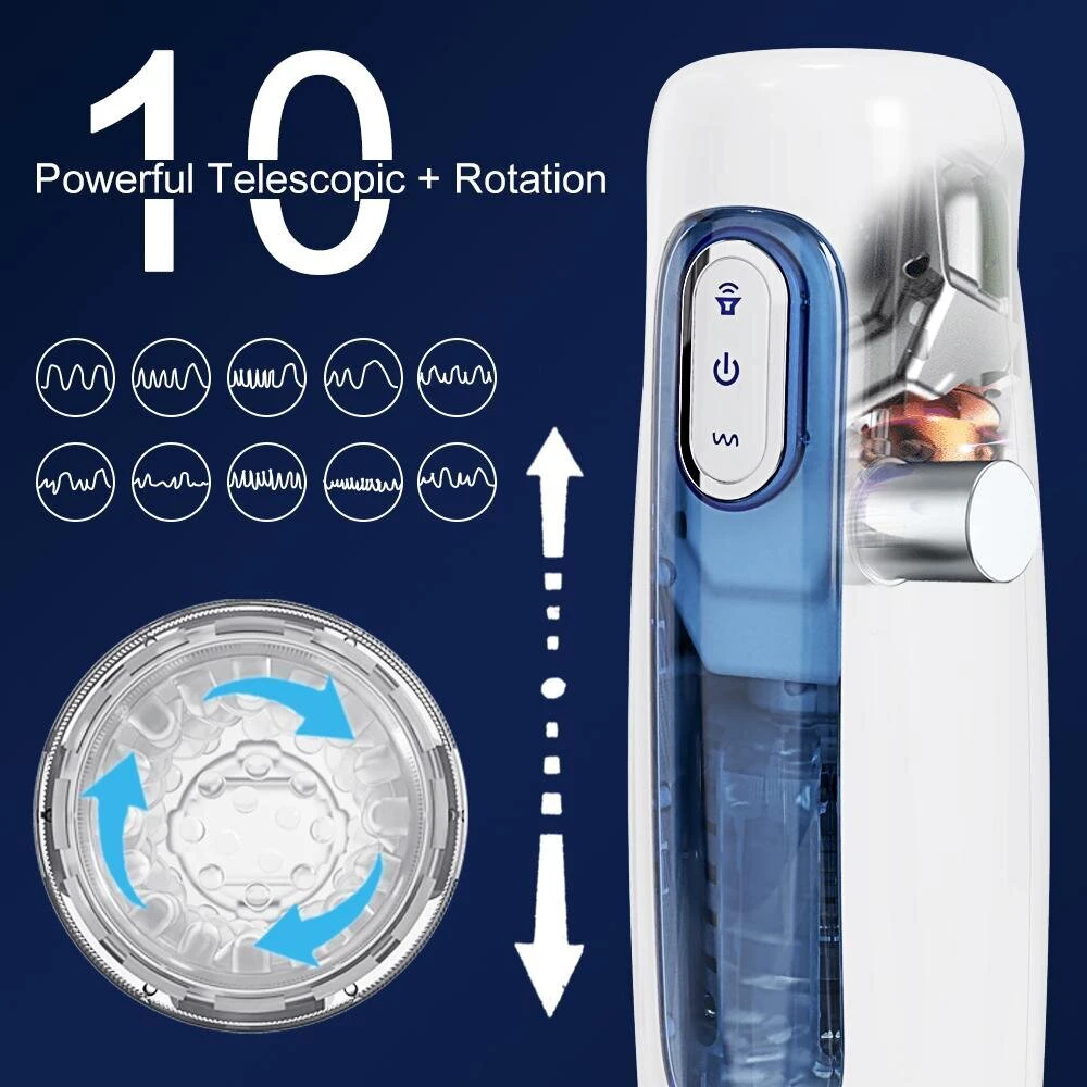 Automatinis vyriškas masturbatorius Thrust and Rotate, juoda