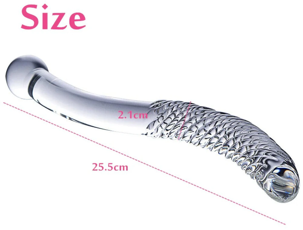 Dvipusis stiklinis dildo, skaidrus