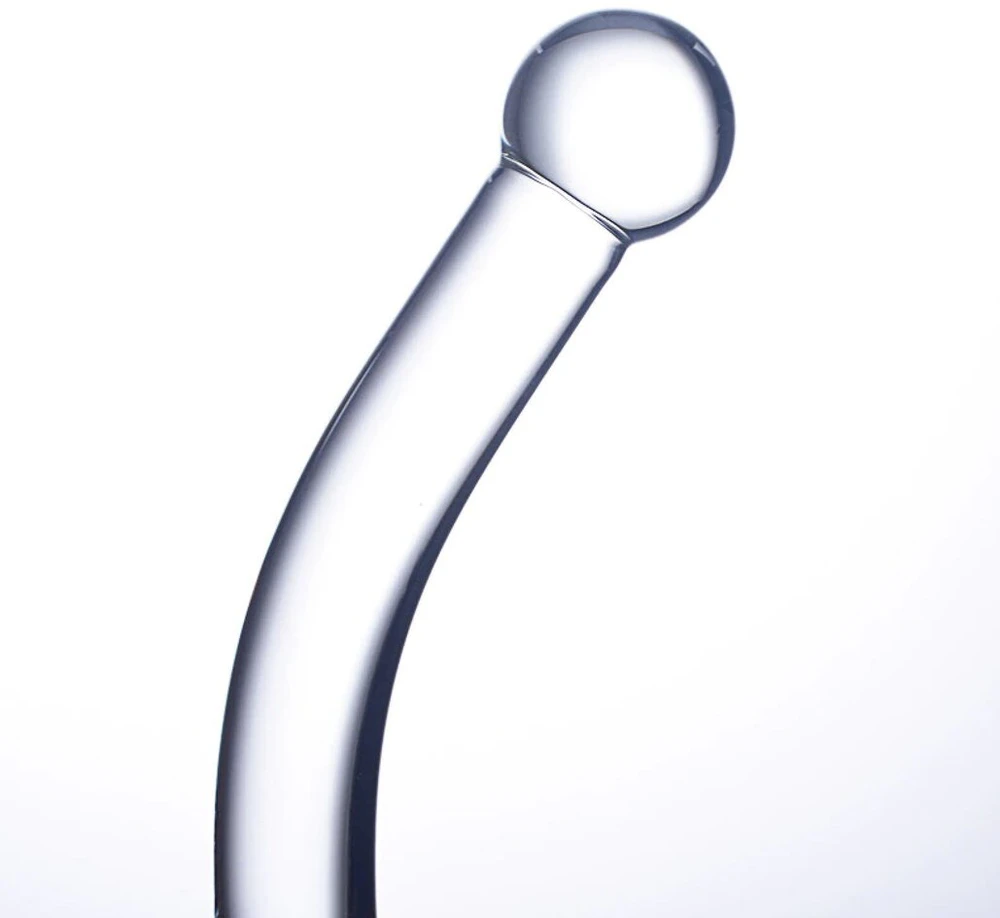 Dvipusis stiklinis dildo, skaidrus
