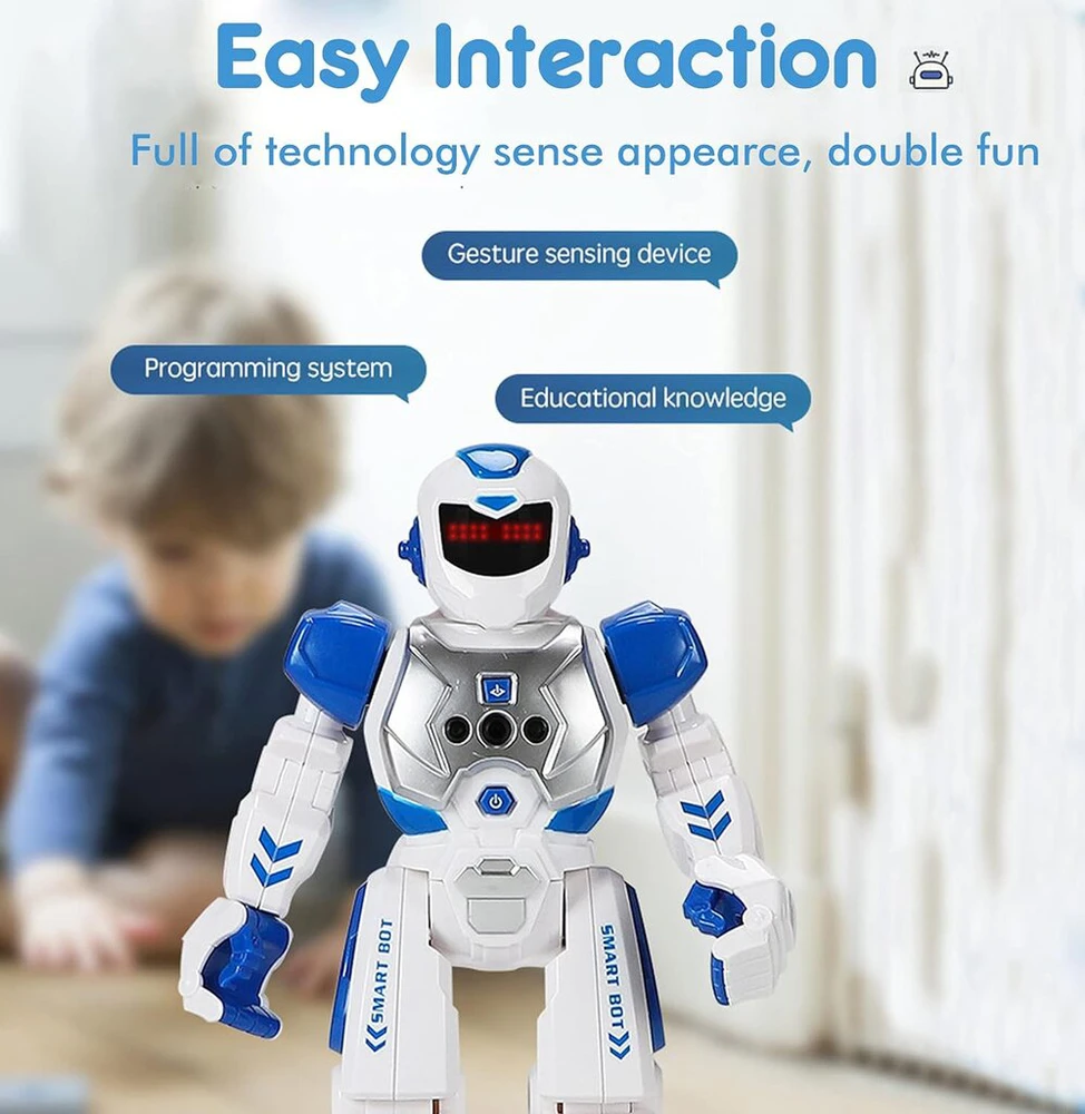 Interaktyvus robotas su nuotolinio valdymo pultu