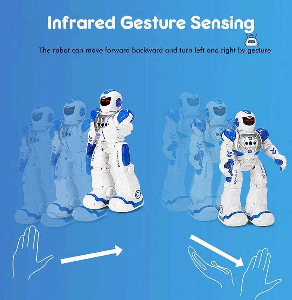 Interaktyvus robotas su nuotolinio valdymo pultu