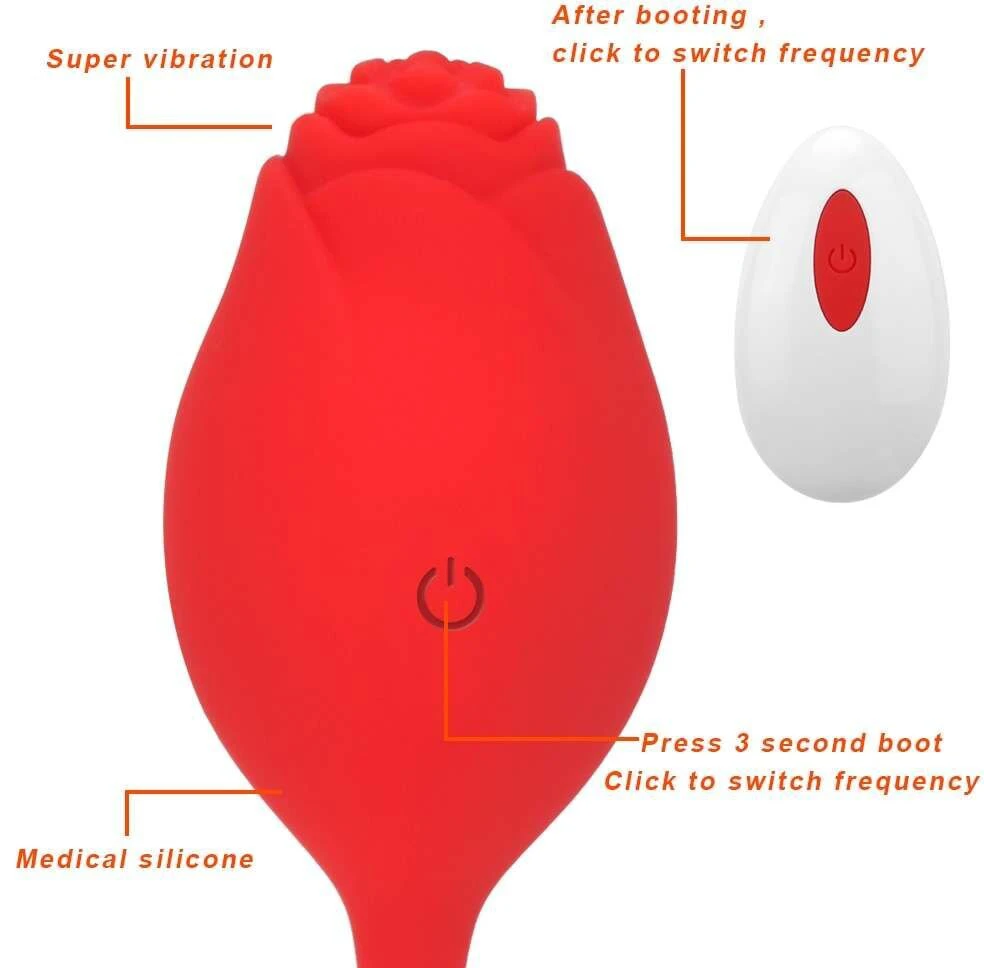 Kegelio vibratorius Rose Remote Control, raudonas