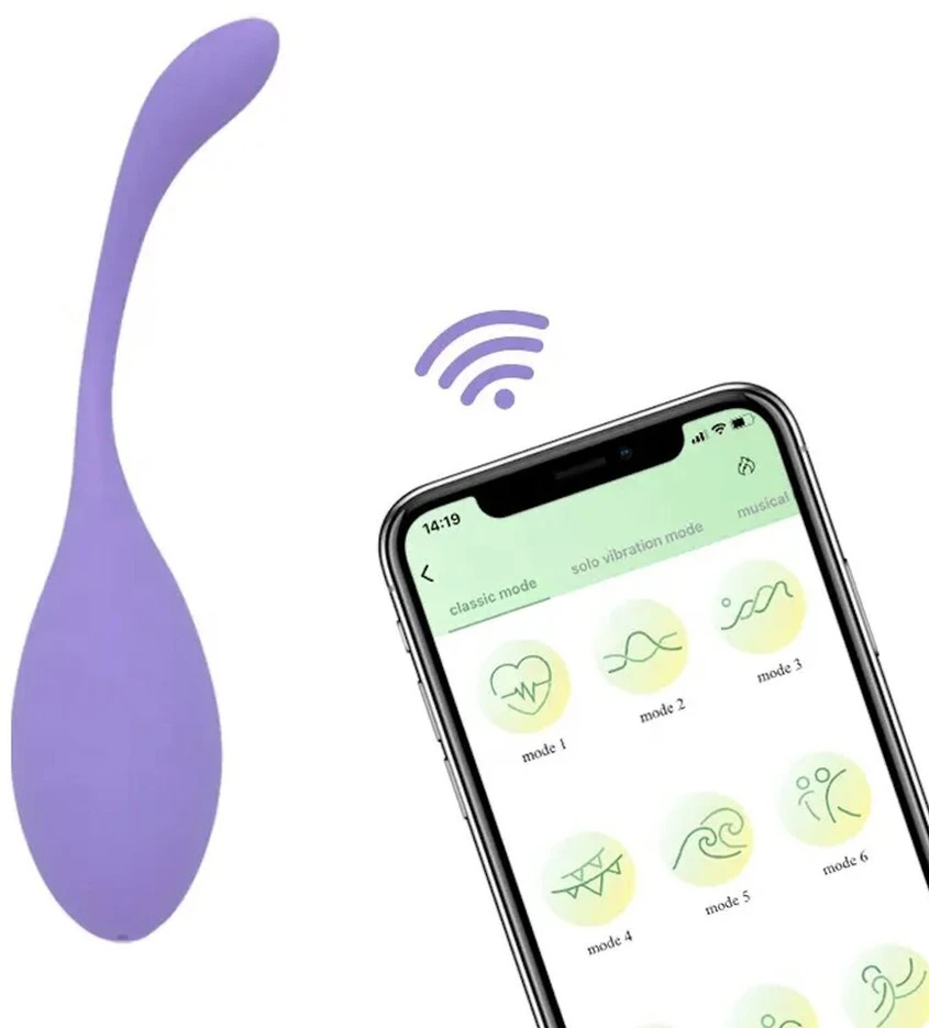 Kegelio vibratorius su programėlės valdymu, violetinis
