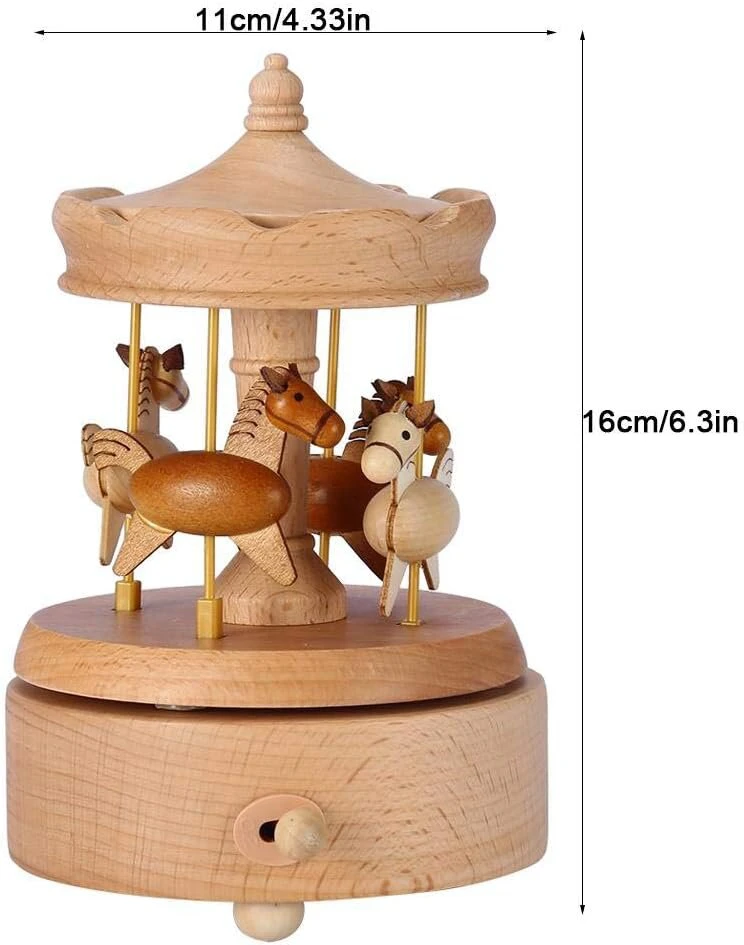 Medinė muzikinė dėžutė Carousel