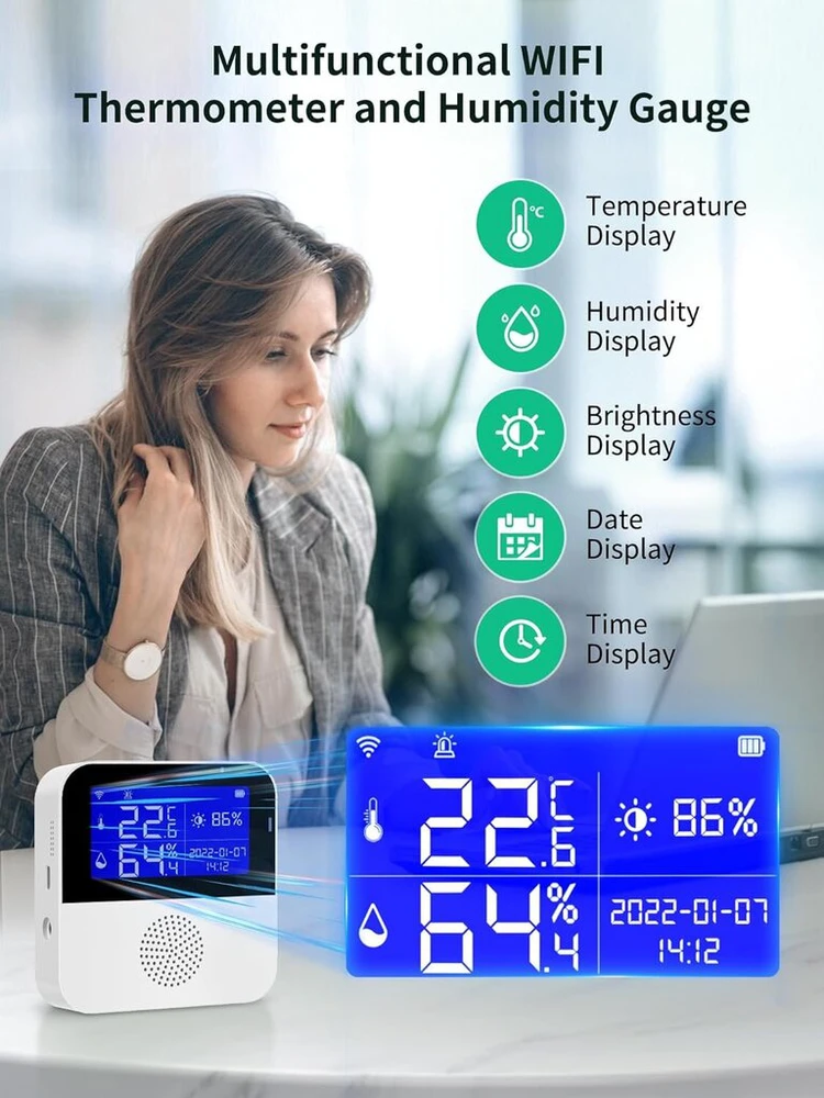 Meteorologinė stotelė su temperatūros ir drėgmės jutikliu Tuya AA576