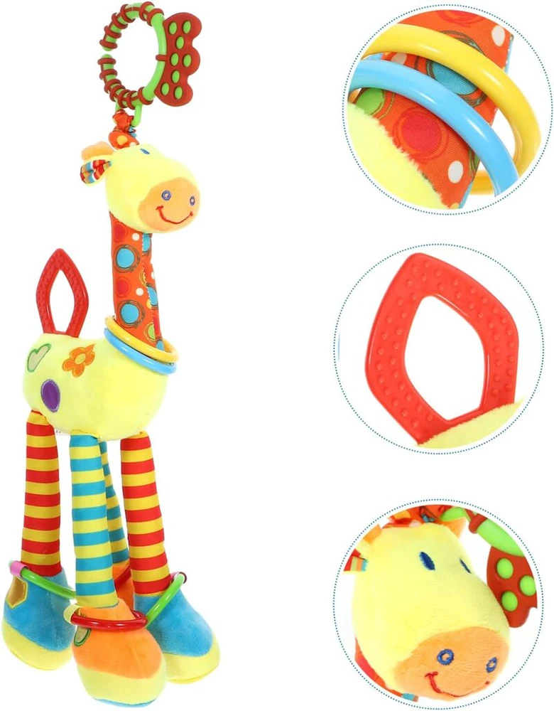 Minkštas žaislas kūdikio vežimėliui ir loveliui Giraffe
