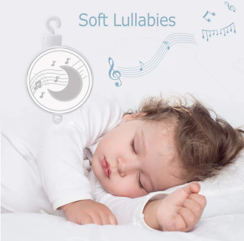 Muzikinė vaikiška karuselė su pakabinamais žaislais