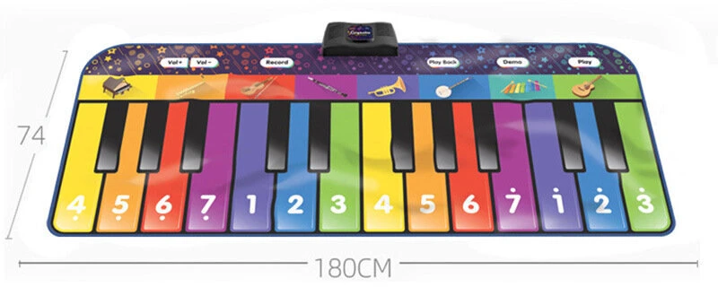 Muzikinis kilimėlis spalvotas pianinas Zippy Mat
