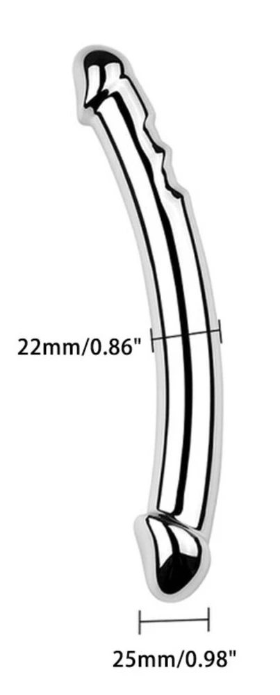 Nerūdijančio plieno dvipusis dildo prostatos masažuoklis, 20 cm