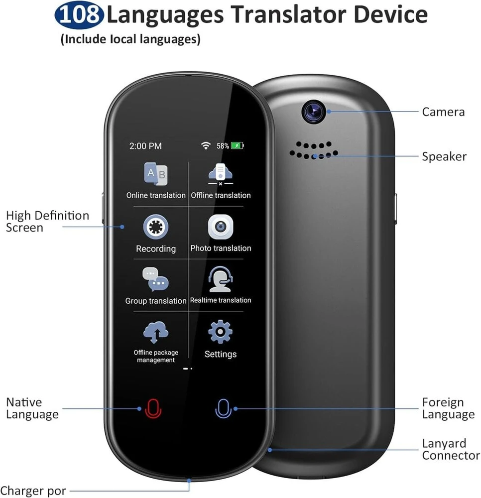 Nešiojamas kalbos vertėjas AI Translator AT555