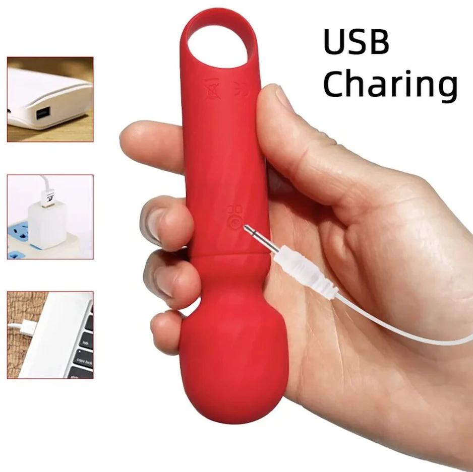 Nešiojamas mini vibratorius masažuoklis, raudonas