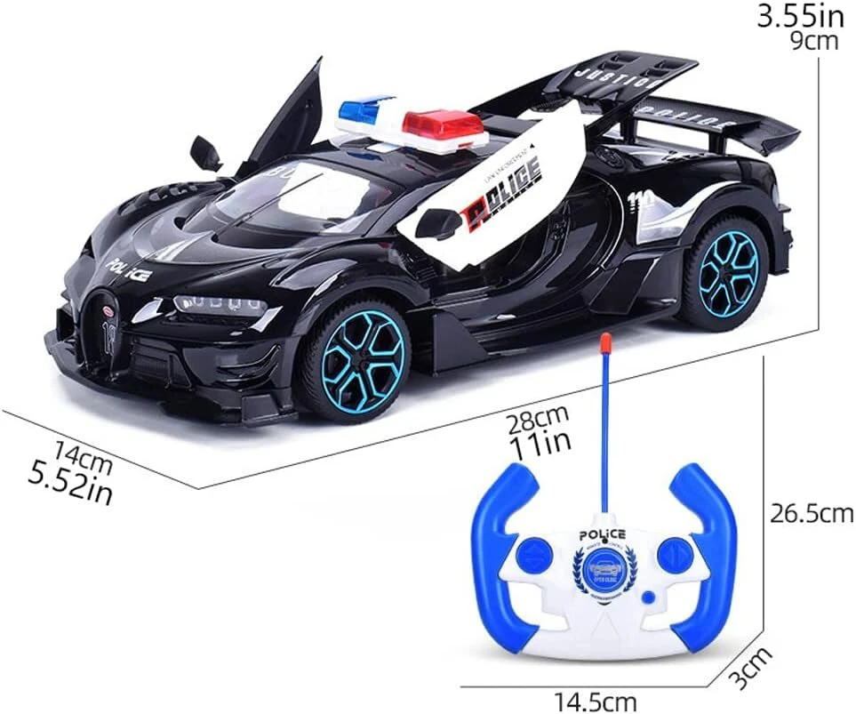 Policijos automobilis su nuotolinio valdymo pulteliu