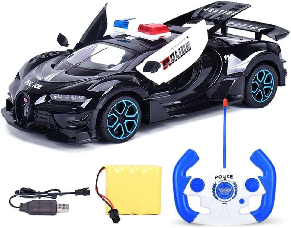 Policijos automobilis su nuotolinio valdymo pulteliu