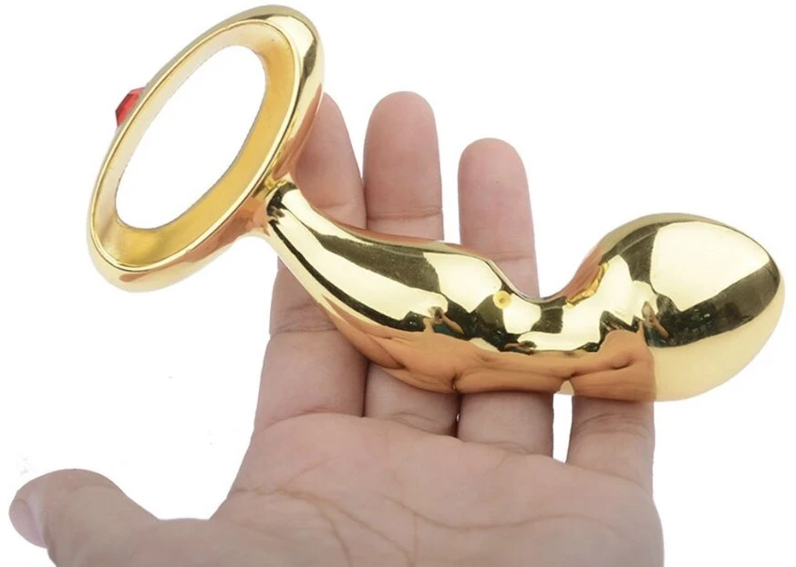 Prostatos masažuoklis ir analinis dildo, auksinis