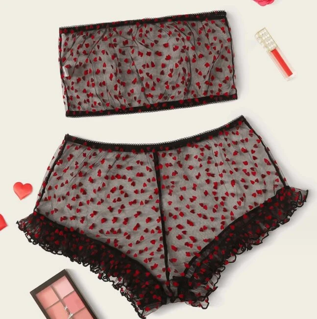 Seksualus permatomo apatinio trikotažo rinkinys Romantic Surprise