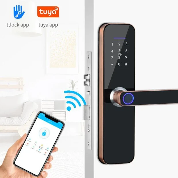 Smart durų spyna su rankena S-Link, bronza