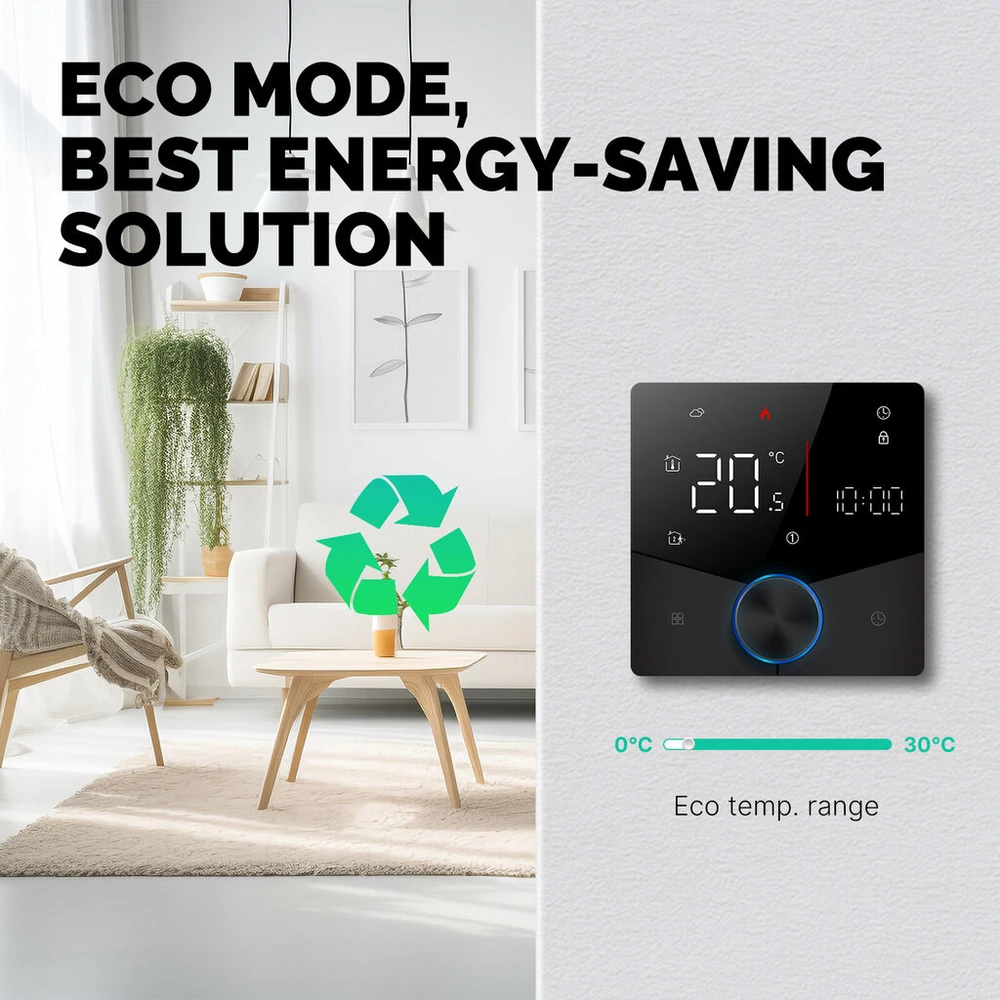 Smart elektrinis šildymo katilo temperatūros termostatas, baltos spalvos