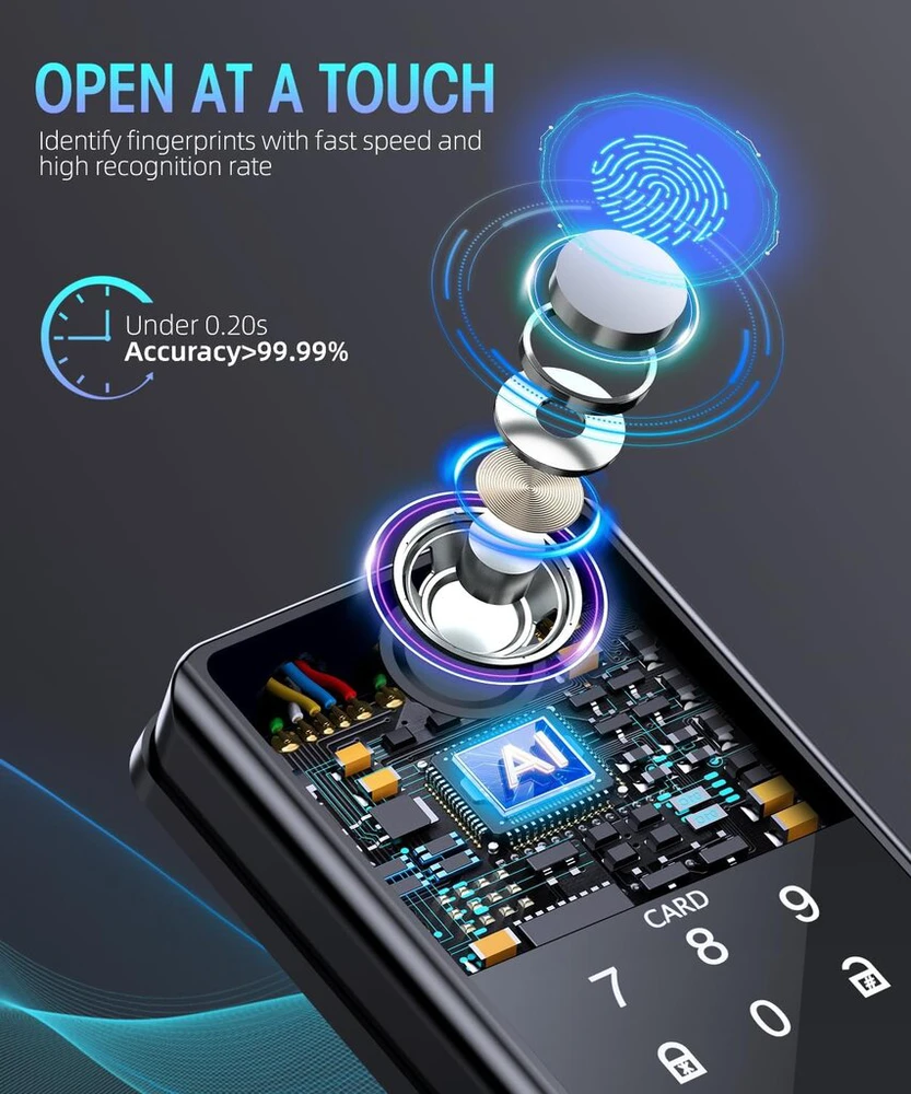 Smart užraktas su piršto atspaudu ir slaptažodžiu APP valdymas