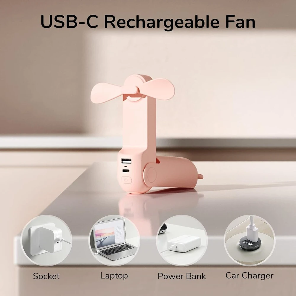 Sulankstomas USB ventiliatorius su žibintuvėliu