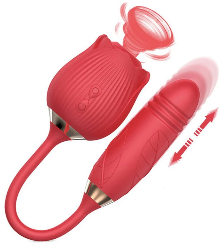 Teleskopinis vibratorius 2in1 Rose Pulsator, raudonas