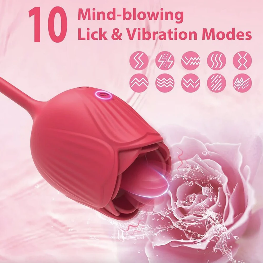 Teleskopinis vibratorius 2in1 Rose Toy, rožinis