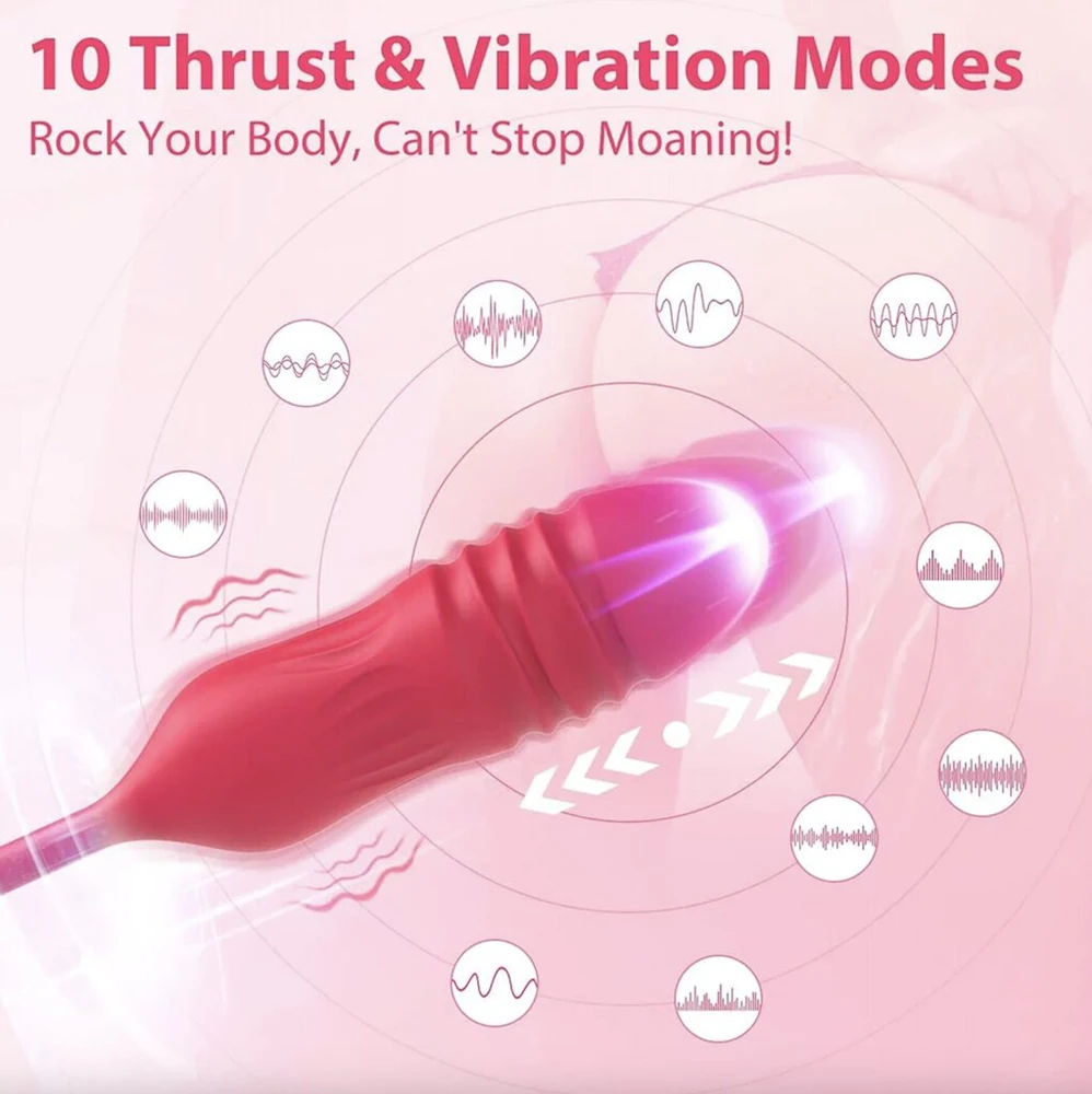 Teleskopinis vibratorius 2in1 Rose Toy, rožinis
