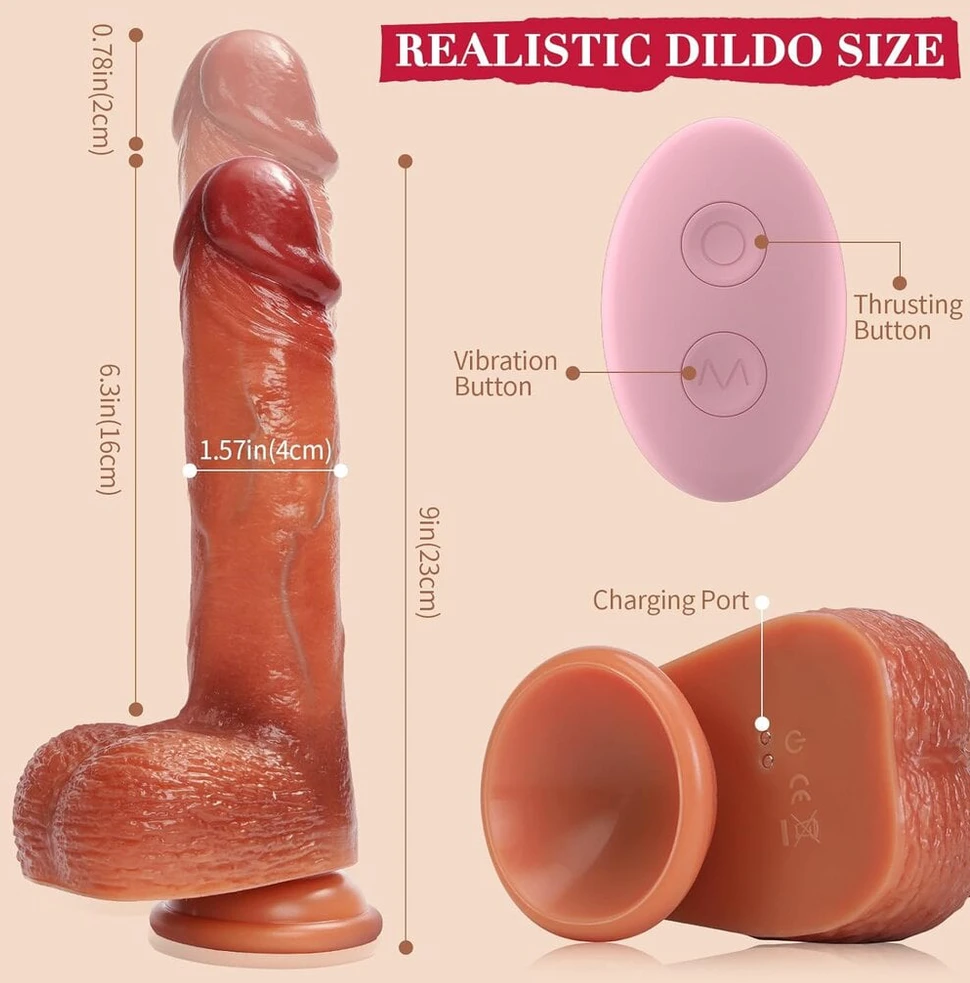 Tikroviškas dildo su nuotolinio valdymo pulteliu