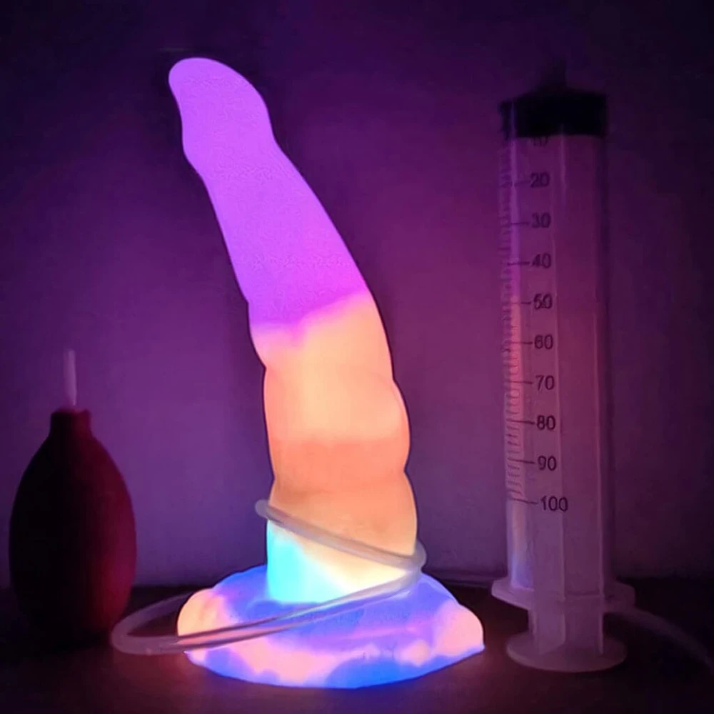 Tikroviškas faloimitatorius su ejakuliacijos funkcija Luminous