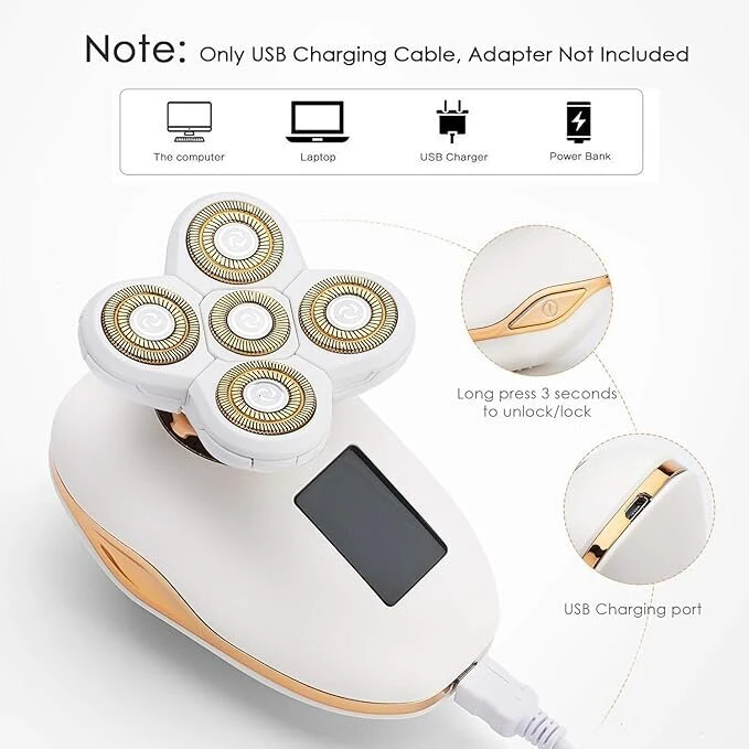 USB įkraunamas kūno ir veido plaukų šalinimo prietaisas