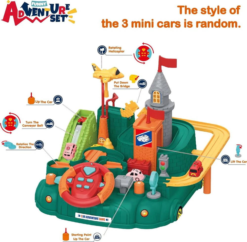 Vaikiška trasa su vairu Car Adventure Game, žalias